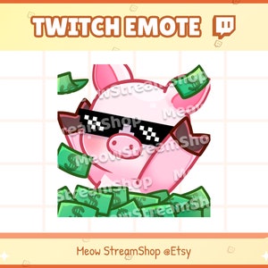 Twitch Emote / Cute Money, rich Emotes / Cute pink Piggy Sub Emoji