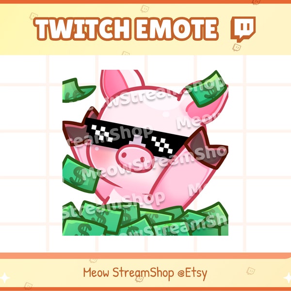 Twitch Emote  / Cute Money, rich Emotes / Cute pink Piggy Sub Emoji