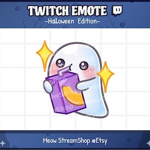 Twitch Emote / Cute Ghost Sip, Drink, Hydrate Emote / Kawaii fantôme effrayant Halloween emoji / discord