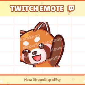 Twitch Emote / Lindo Panda Rojo Hola, Onda, saludando, hola Emotes / Lindo chibi Panda Rojo, Mapache Sub Emoji