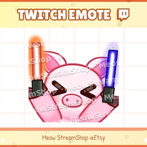 Twitch Emote / Lindo cerdo Hype, Cheer, Light stick, glow stick Emotes / Cute pink Piggy Sub Emoji