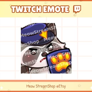 Twitch Emote / Lindo mapache policía, policía, regla, prohibir Emotes / Kawaii Mapache Rojo Panda Chibi Sub Emoji