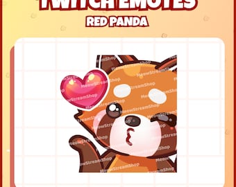 Twitch Emote  / Cute Red Panda Kiss Emotes / Cute chibi Red panda, raccoon Sub Emoji