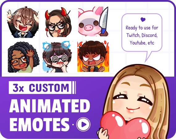 3x Custom Animated Emotes / Animation Emoji for Twitch - Etsy Hong Kong