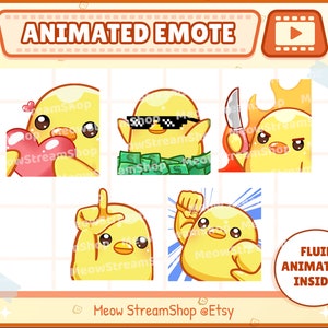 Twitch Animated Emote  / Cute Chick Animated Emotes Pack #1 (Heart Money, Raid knife, L , Punch) / Cute duckling Sub Emoji, Discord Emote
