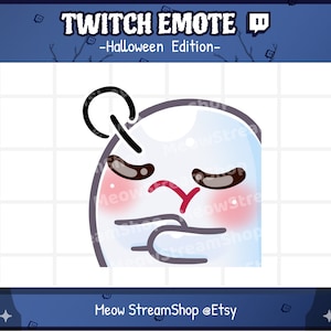 Twitch Emote  / Cute Ghost Pout, pouting, Shy, tsundere emote / Kawaii spooky ghost Halloween emoji / discord