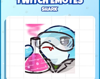 Twitch Emote / Cute Shark Science Scientist esoteric knowledge / kawaii sharks chibi, baby, pups Sub Emoji