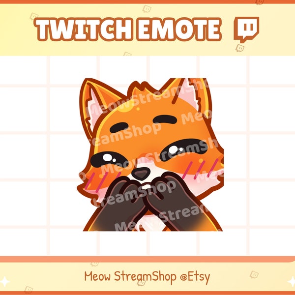 Twitch Emote / Cute fox giggle, laugh, shy Emotes / kawaii Fox chibi Sub Emoji