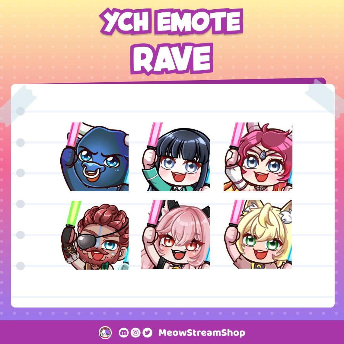 YCH Animated Emotes: Rave Light Stick for Twitch, Discord, Youtube - Etsy