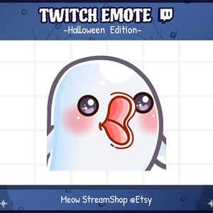 Twitch Emote  / Cute Ghost POG, Pogger, Excited emote / Kawaii spooky ghost Halloween emoji / discord