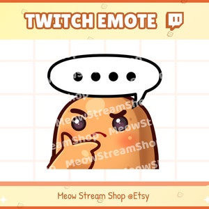 Twitch Emote / Cute Potato Think, flat, ? , serious Emotes / Kawaii Potat Potatoes Spud Yam Discord Youtube Sub Emoji