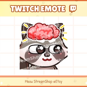 Twitch Emote / Cute Raccoon Neuron Activado, cerebro, inteligente, 200IQ Emotes / Kawaii Raccoon Red Panda Chibi Sub Emoji