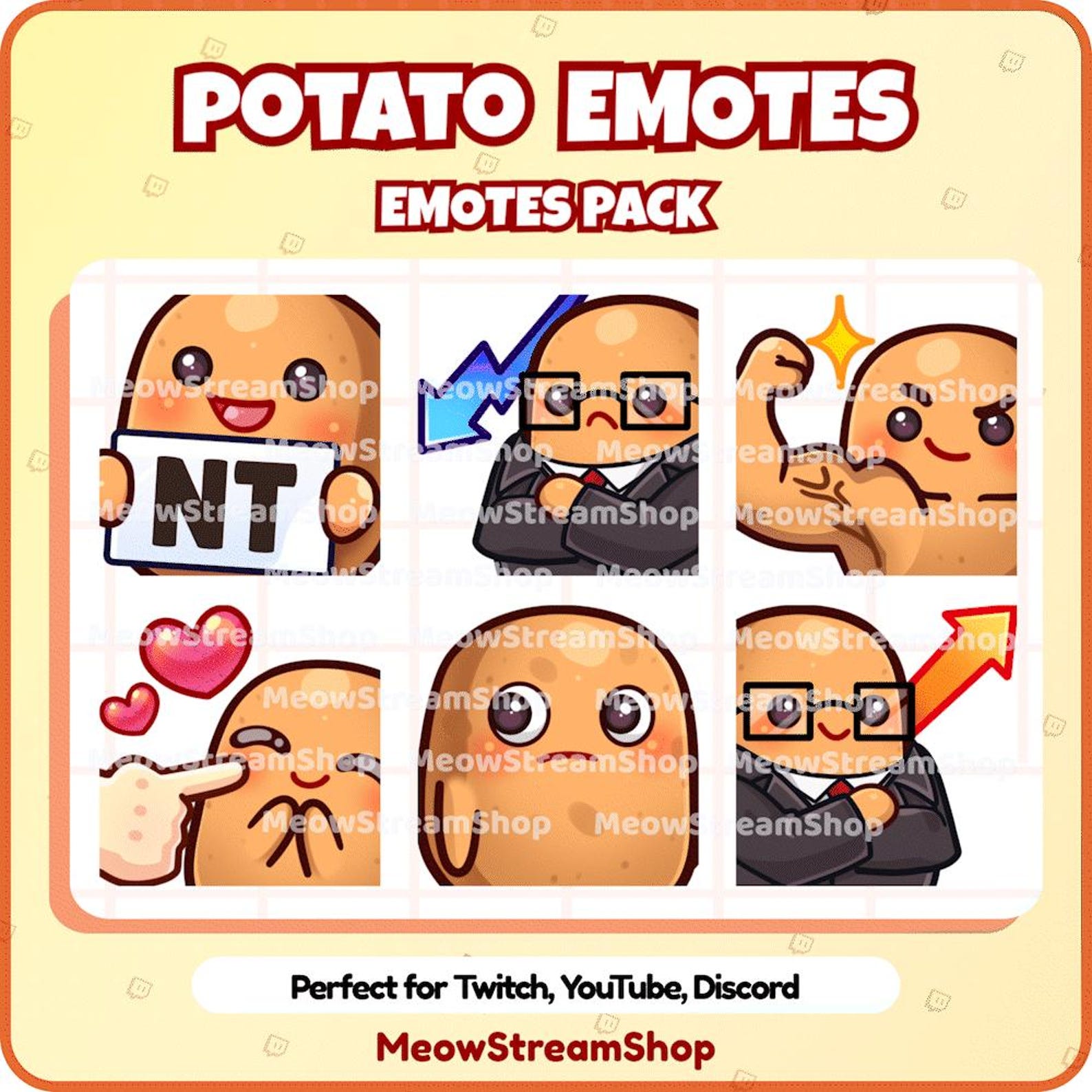 Twitch Emote / Cute Potato Mega Pack #4 Emotes (24 Emotes Ready to Use ...