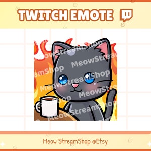 Twitch Emote / Cute Black Cat this is fine, I&#39;m fine, It&#39;s fine Emotes / Kawaii Kitten Catto Feline Sub Emoji
