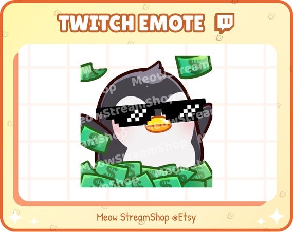 Twitch Emote Rich White Cat Money Dollar Emote / Sub Emoji 