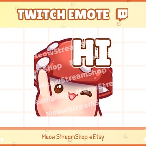 Twitch Emote / Süßer Pilz hi, hallo, winken, winken Emote / Kawaii Fungi Fungus Mehltau Steinpilze Discord Youtube Sub Emoji Discord Youtube