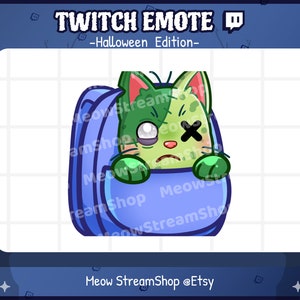 Twitch Emote  / Cute Zombie Cat carry Emotes / Kawaii Zombie Kitten Halloween Sub Emoji