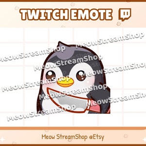 Twitch Emote  / Cute Penguin Knife emoji / Cute Penguin Emote for streamer / Discord