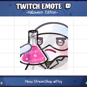 Twitch Emote  / Cute Ghost science, chemistry, lab, smart emote / Kawaii spooky ghost Halloween emoji / discord