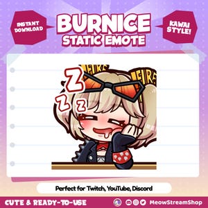 Twitch Emote / Burnice Emote Sleep, sleepy, tired / Zenless Zone Zero sub emoji for streamer / Discord, Kick