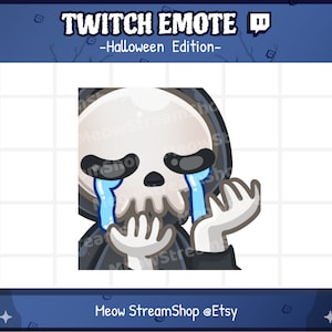 Twitch Emote / Cute Grim Reaper cry, sad, tears Emotes / Kawaii death angel Halloween emoji / discord