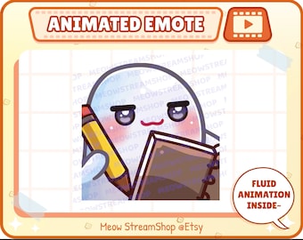 Twitch Animated Emote  / Cute Ghost Animated Emotes Note, notes, write   / Kawaii spooky ghost Halloween emoji / Discord