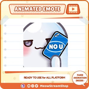 Emote animate / Emote animate di fantasmi carini No u, Uno reverse / emoji per Discord, TikTok, kick, YouTube Emote GIF animate / Vtuber