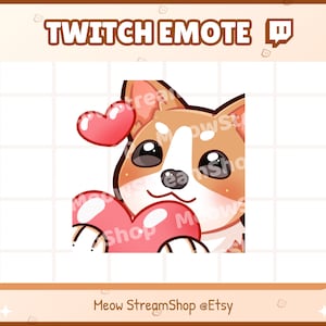 Twitch Emote / Corgi HEART, Love Emoji for streamer / Pet Cute Dog