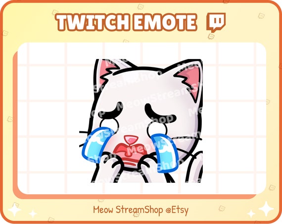 Twitch Emote / Cute White Cat Cry Sad Crying Emote / Kawaii | Etsy