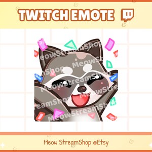 Twitch Emote / Lindo mapache hype, feliz, confeti, anima Emotes / Kawaii Mapache Panda Rojo Chibi Sub Emoji
