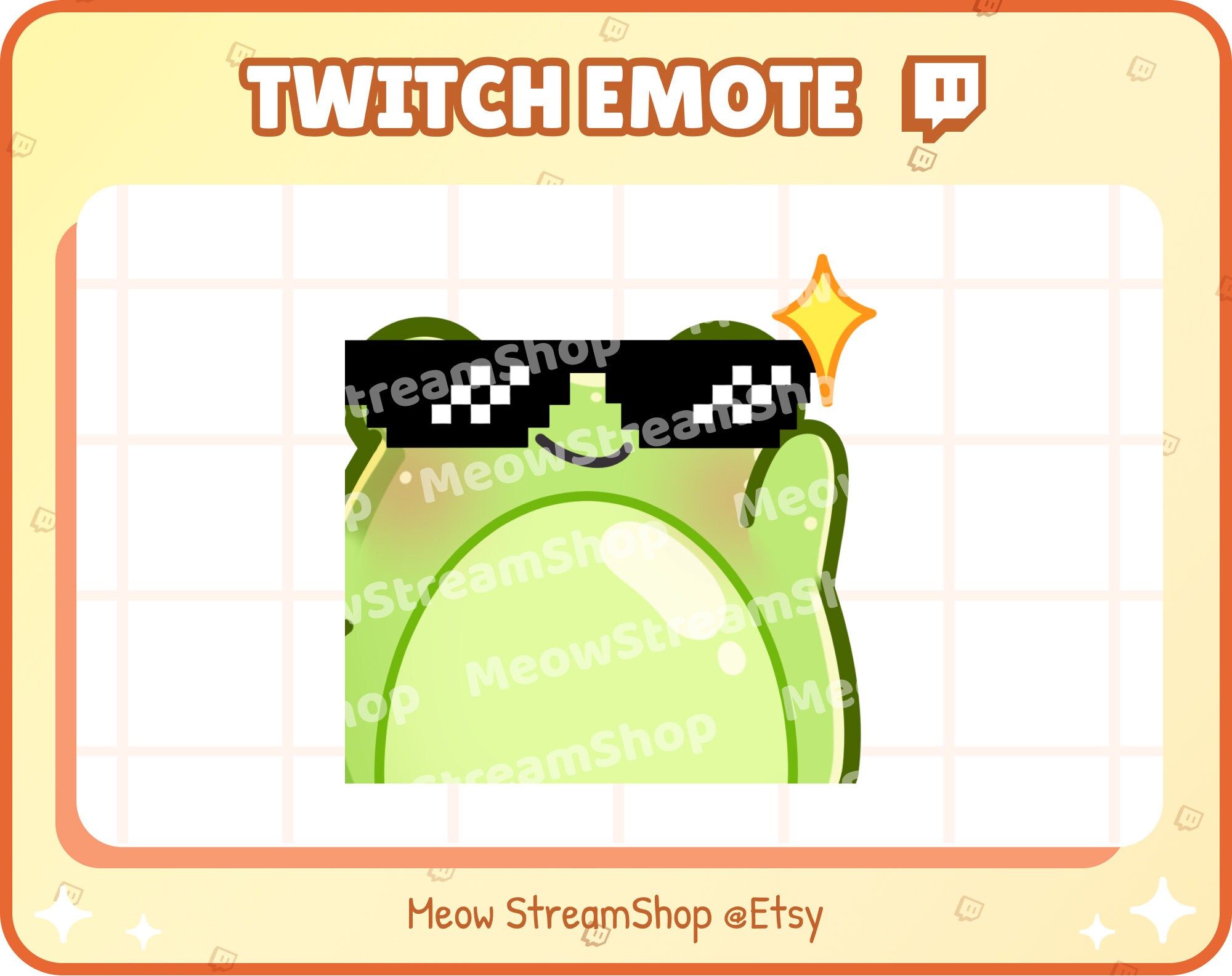 Twitch Emote  / Cute Frog Cool, GG, EZ, smug Emote / Cute Frog Toad Sub Emoji
