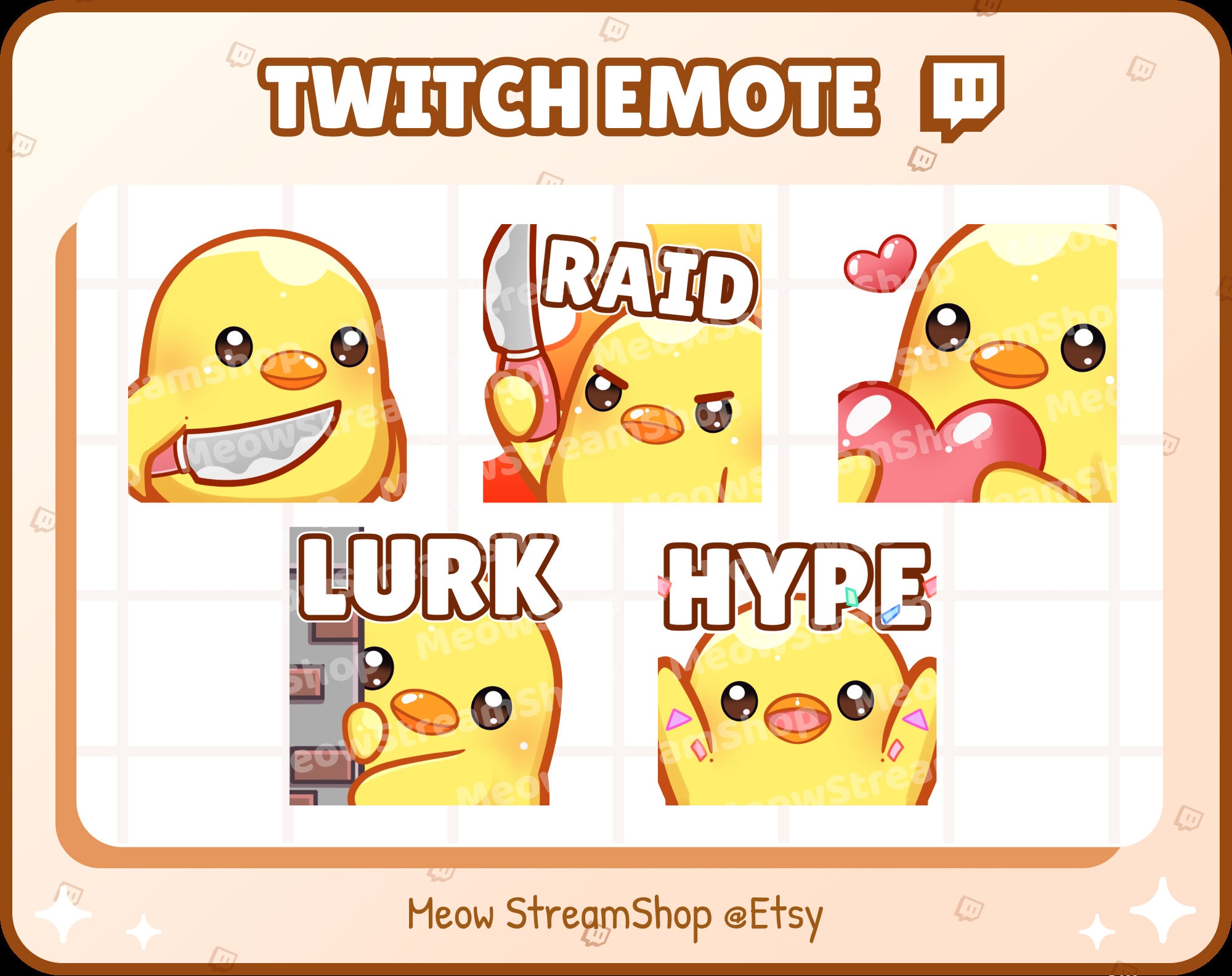 Twitch Emote Cute Chick Emotes Pack 1 Knife Raid Heart Etsy Polska