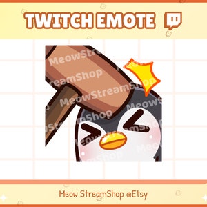 Twitch Emote  / Cute Penguin Bonk, Bonked, hammer Emotes / Cute Penguin Emote for streamer / Discord Youtube