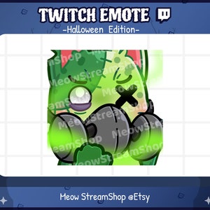 Twitch Emote  / Cute Zombie Cat toxic, mask, danger, poison Emotes / Kawaii Zombie Kitten Halloween Sub Emoji