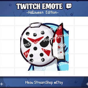 Twitch Emote / Cute Shark Emotes Halloween Edition maska, Jason Voorhees, nóż, zły, wściekły, wściekłość / kawaii fish horror zombie sub emoji