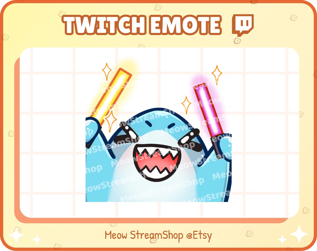 Twitch Emote / Cute Shark Cheer Light Stick Emotes / Kawaii Sharks