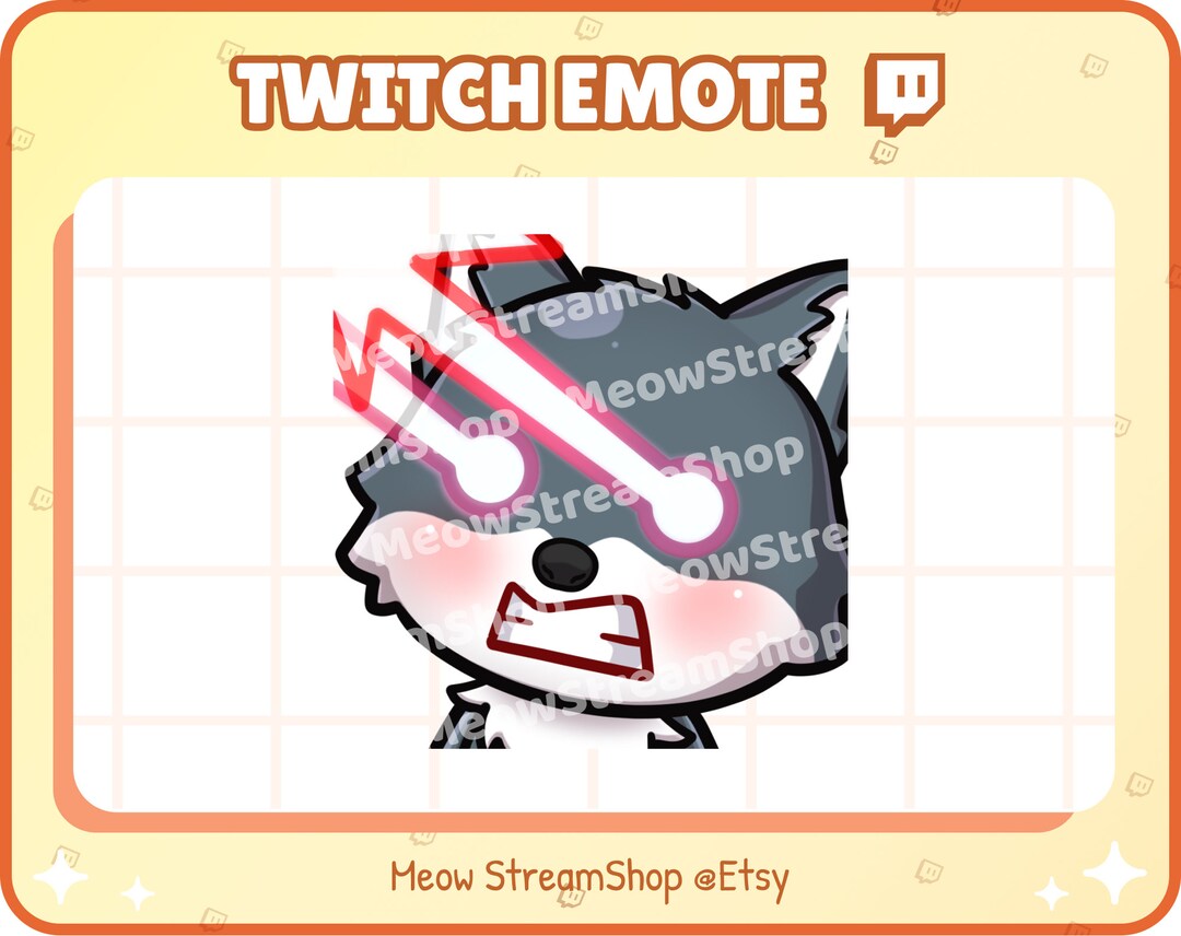 Twitch Emote / Cute Grey Wolf Laser Angry Laser Eye Emotes / Etsy