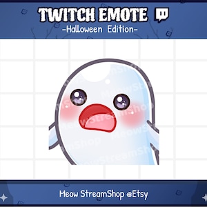 Twitch Emote  / Cute Ghost Shock, amazed, Pog Emote / Kawaii spooky ghost Halloween emoji / discord