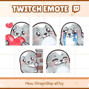 Twitch Emote  / Cute Seal Emotes Pack #1 (Hear, Amaze pog, Cry sad, LURK, Comfy Happy) / Cute Seal Sub Emoji