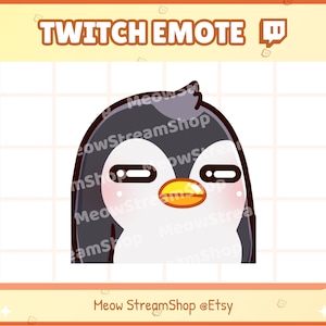 Twitch Emote  / Cute Penguin flat face, Thinking Emotes / Cute Penguin Emote for streamer / Discord Youtube