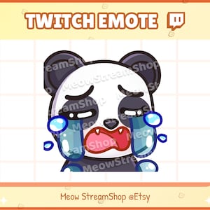 Twitch Emote / Panda Cry, Sad, Crying / Cute Kawaii Panda Sub Emoji