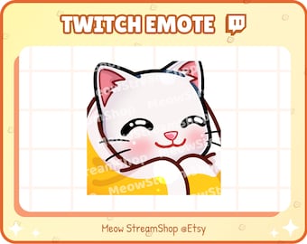 Twitch Emote / Cute White Cat cozy, blanket, comfy Emotes / Kawaii Kitten Catto Feline Sub Emoji