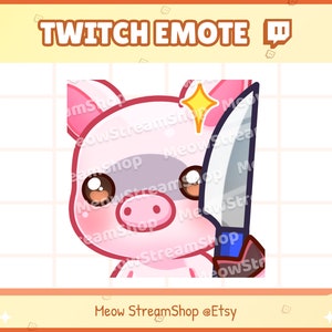 Twitch Emote / Lindo cuchillo de cerdo Emotes / Lindo rosa Piggy Sub Emoji