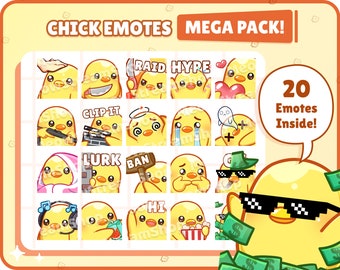 Twitch Emote  / Cute Chick Mega Pack Emotes ( 20 Emotes Ready to use! ) / Cute duckling Sub Emoji
