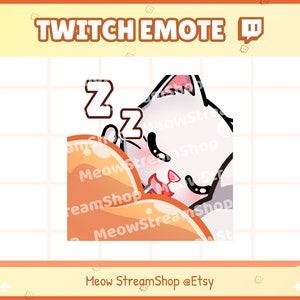 Twitch Emote / Cute white Cat Sleep, Tired, rest, offline Emote / kawaii cat, kitten, chibi Sub Emoji