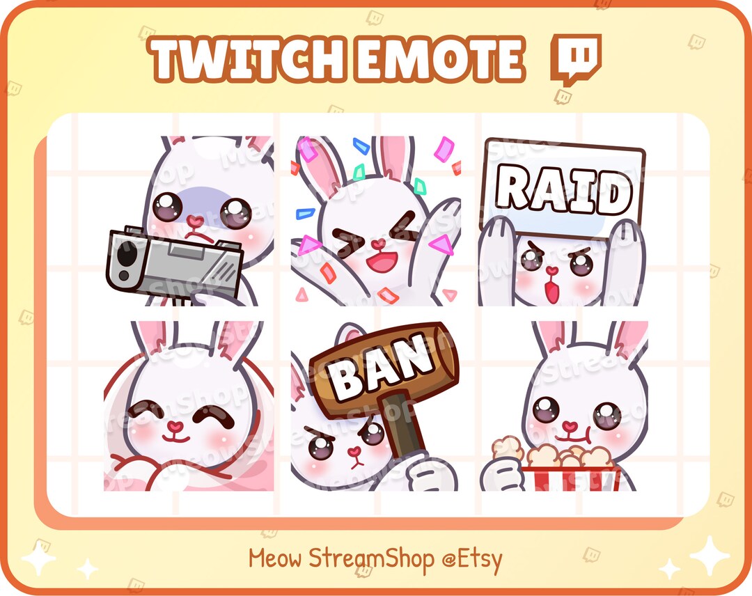 Wicked Rabbit Emotes Twitch Emote / Cute Rabbit Emotes Pack #2 (gun, Hype Confetti, Raid ...