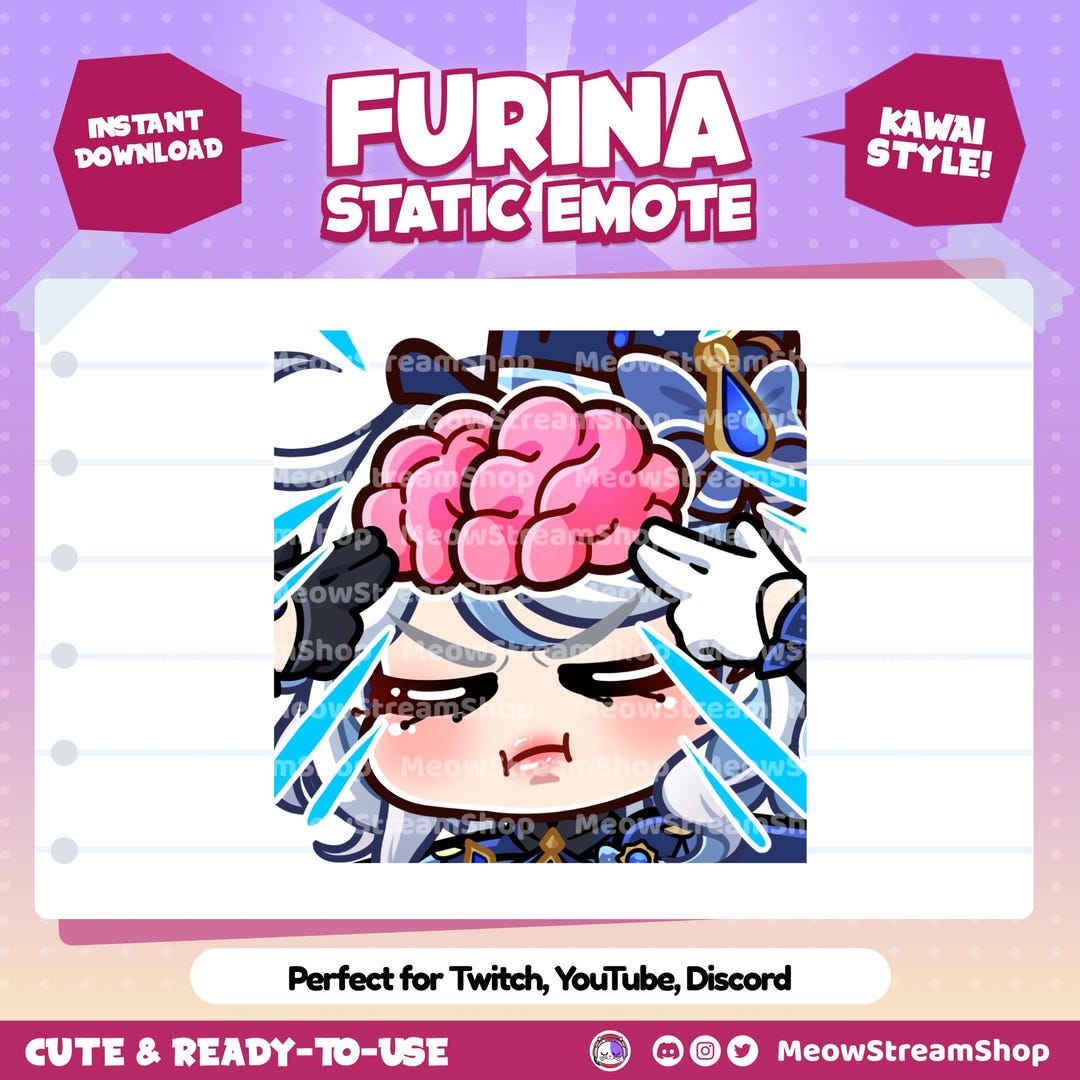 Twitch Emote / Furina Brain, IQ 200, Think Hard Emote / Genshin Impact ...