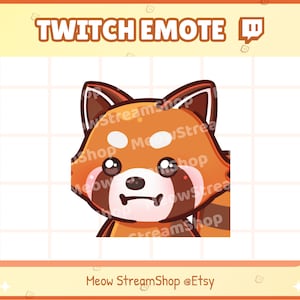 Twitch Emote  / Cute Red Panda Poker face, flat face Emotes / Cute chibi Red panda, raccoon Sub Emoji