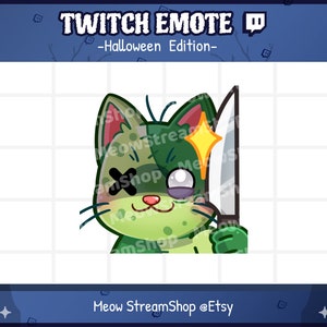 Twitch Emote  / Cute Zombie Cat Knife Emotes / Kawaii Zombie Kitten Halloween emoji / discord