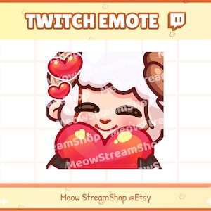 Twitch Emote / Cute Sheep Heart, love, hug, happy Emotes / Kawaii Lamb Goat Ewes Tup Discord Youtube Sub Emoji